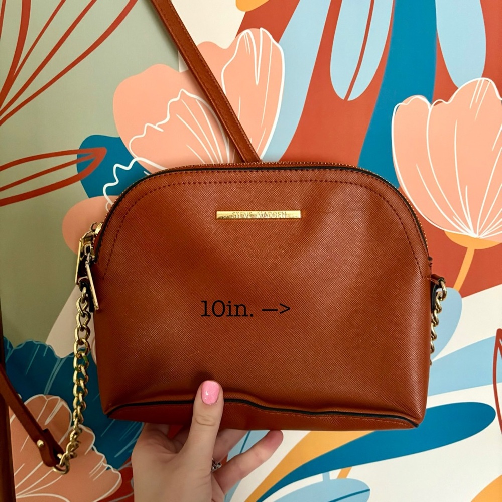 Steve Madden Brown Crossbody Bag with Gold Hardware